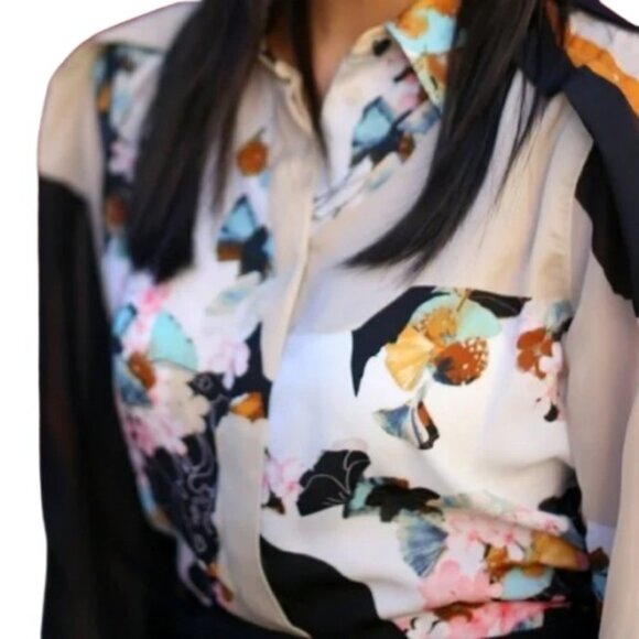 3.1 Phillip Lim For Target floral long sleeve button down top size M - Picture 4 of 9